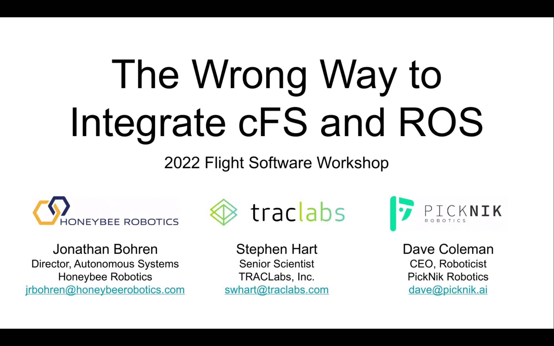 The Wrong Way to Integrate cFS and ROS